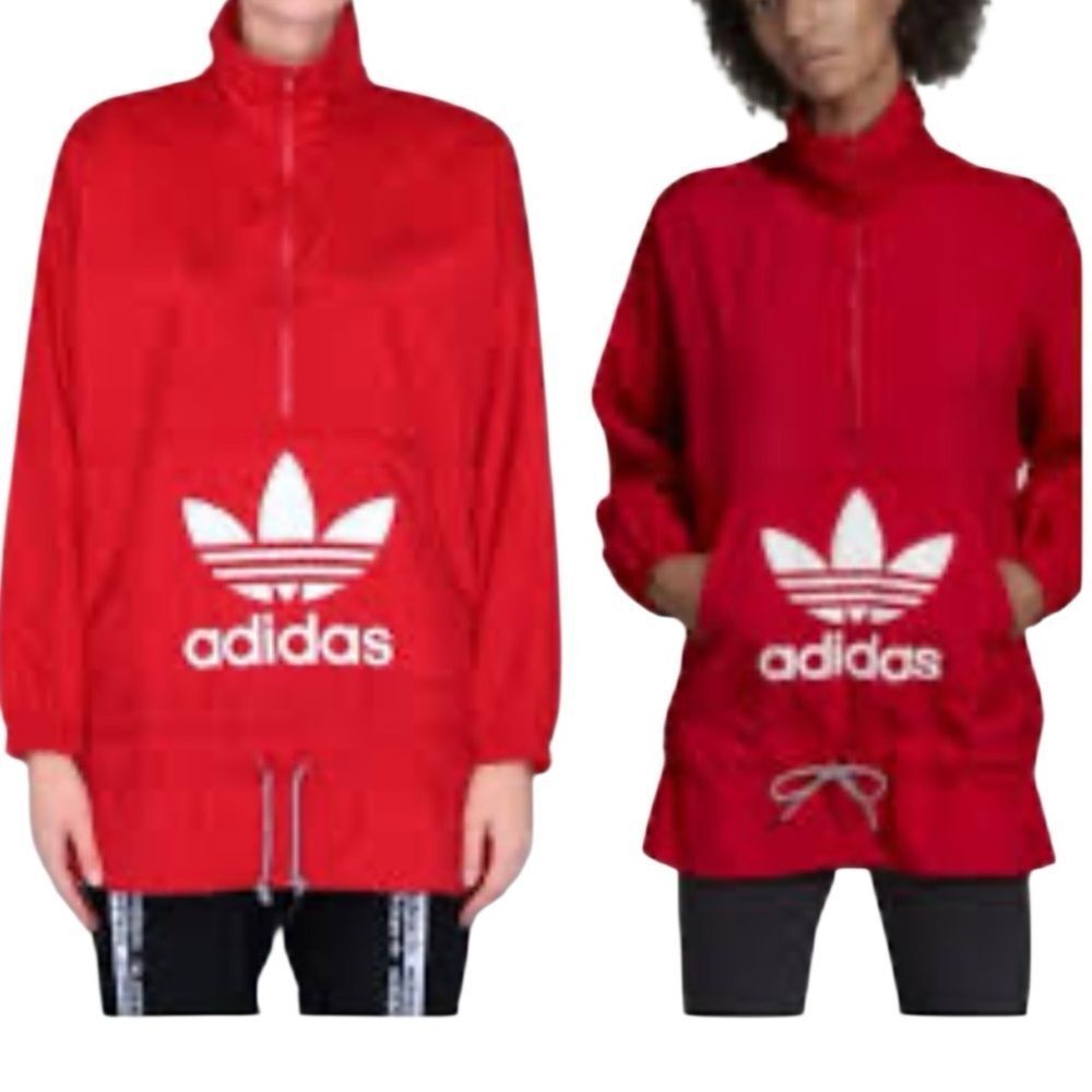 adidas Red Half-Zip Trefoil Pullover Jacket